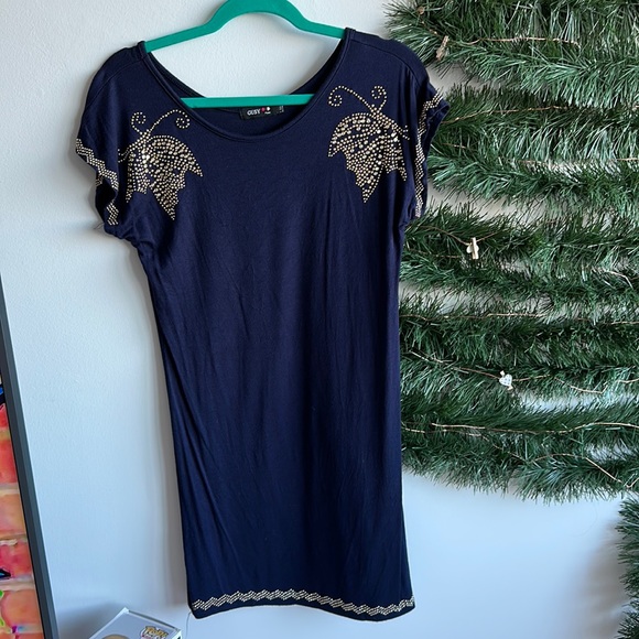 Dresses & Skirts - Never worn - navy blue dress with gold details